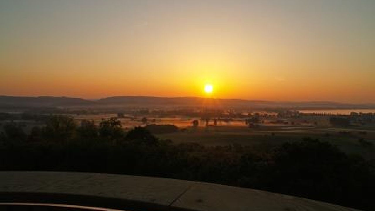 Blick von "Blattform": Sonnenaufgang am Bodensee Blick von "Blattform": Sonnenaufgang am Bodensee